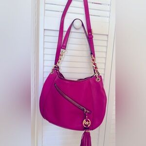 MICHAEL KORS pink leather gather shoulder bag NWT
